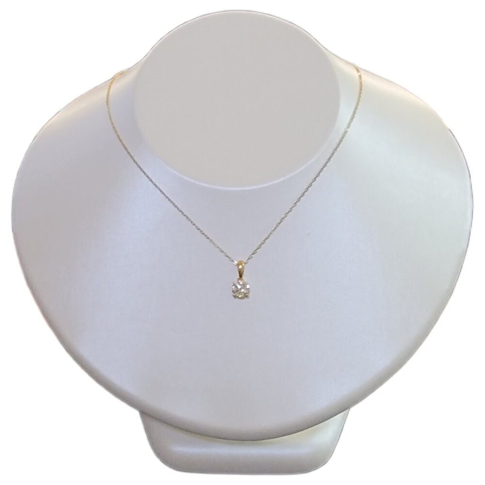 Lab Grown Diamond 0.75 Cttw Solitaire Pendant 18in 14KT Gold-Plated Sterling NWT - Picture 5 of 9